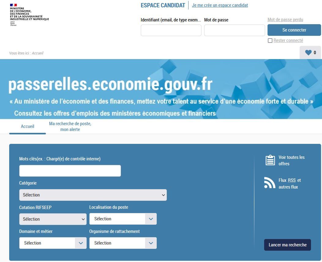 Bienvenue sur le site des offres d'emploi des ministères économiques et financiers 