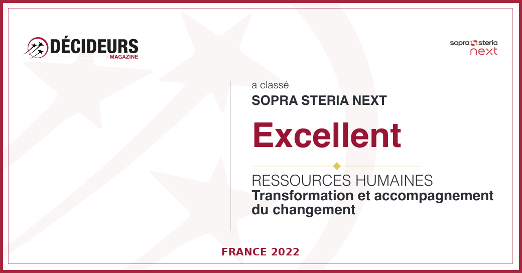 Sopra Steria Next, à nouveau classé parmi les meilleurs cabinets de conseil RH et change management par Décideurs Magazine !